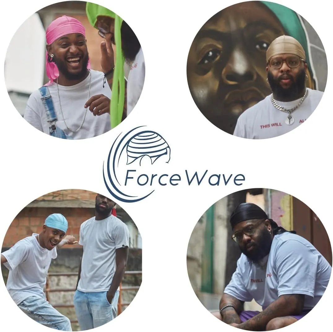 ForceWave 2 Pieces Silky Durag Pack for Men Women Waves, Premium Satin Deluxe Du-rag