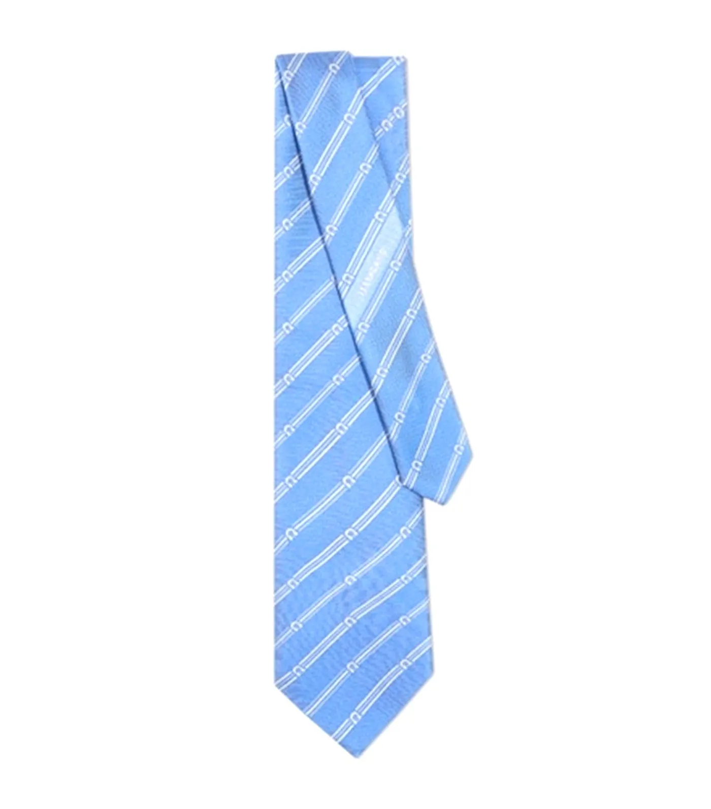 Gancini Print Silk Tie Light Blue