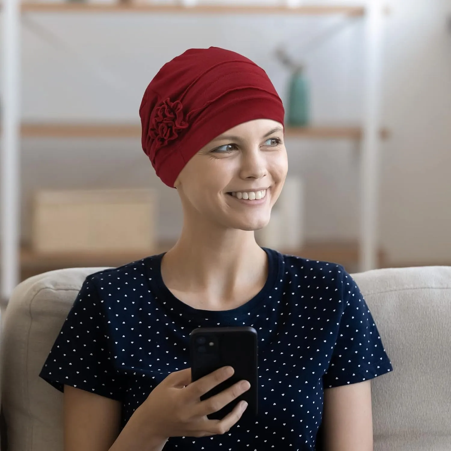 Geyoga 4 Pcs Women Slouchy Beanie Flower Chemo Hats Turban Headwear for Cancer Caps Soft Headcovers Head wrap