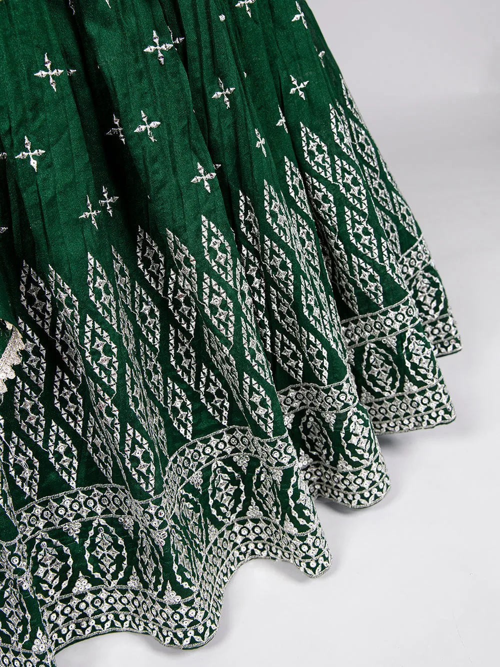 Green Color Sequins Embroidery Work Neem Silk Lehenga Choli