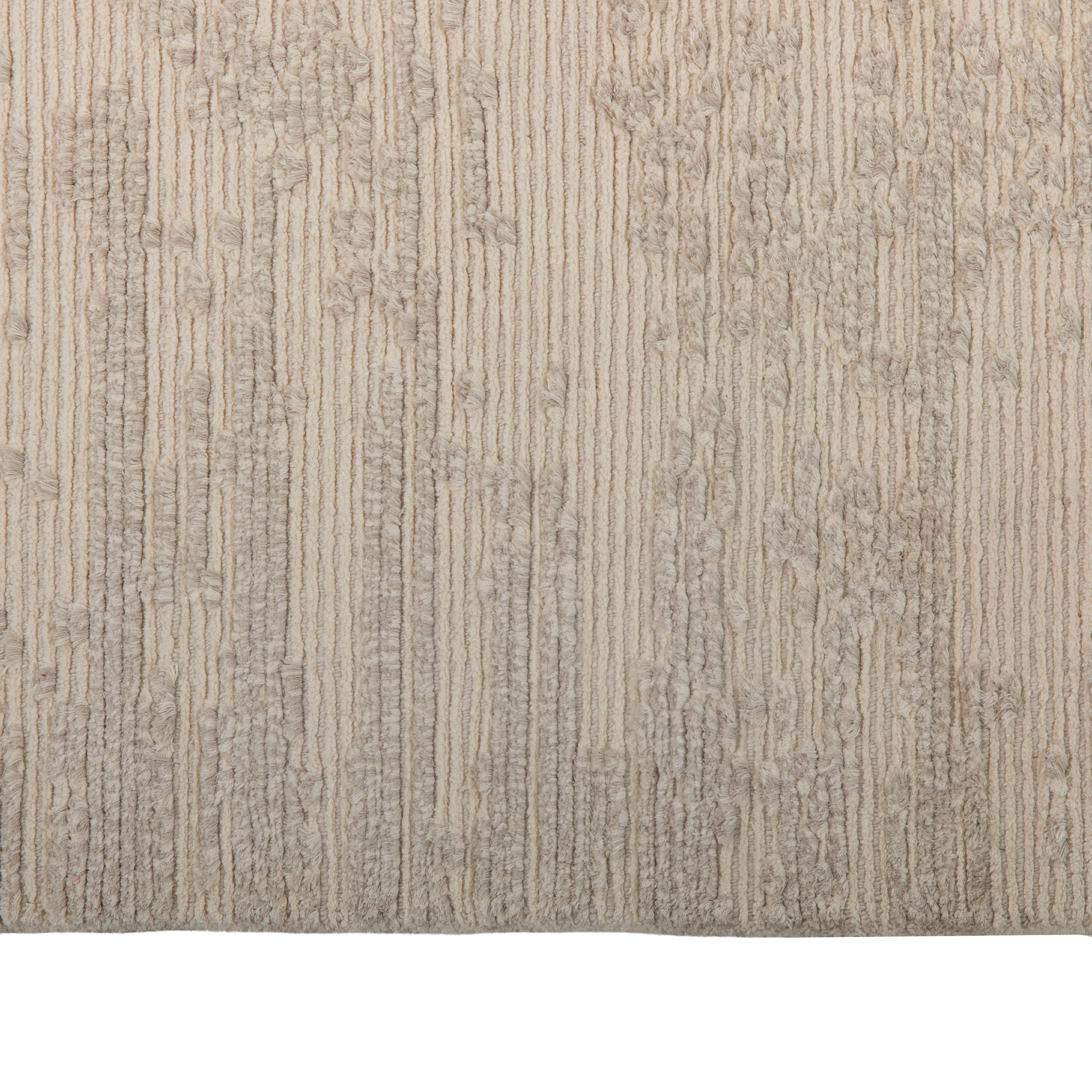 Grey & White Contemporary Tibetan Silk Wool Blend Rug
