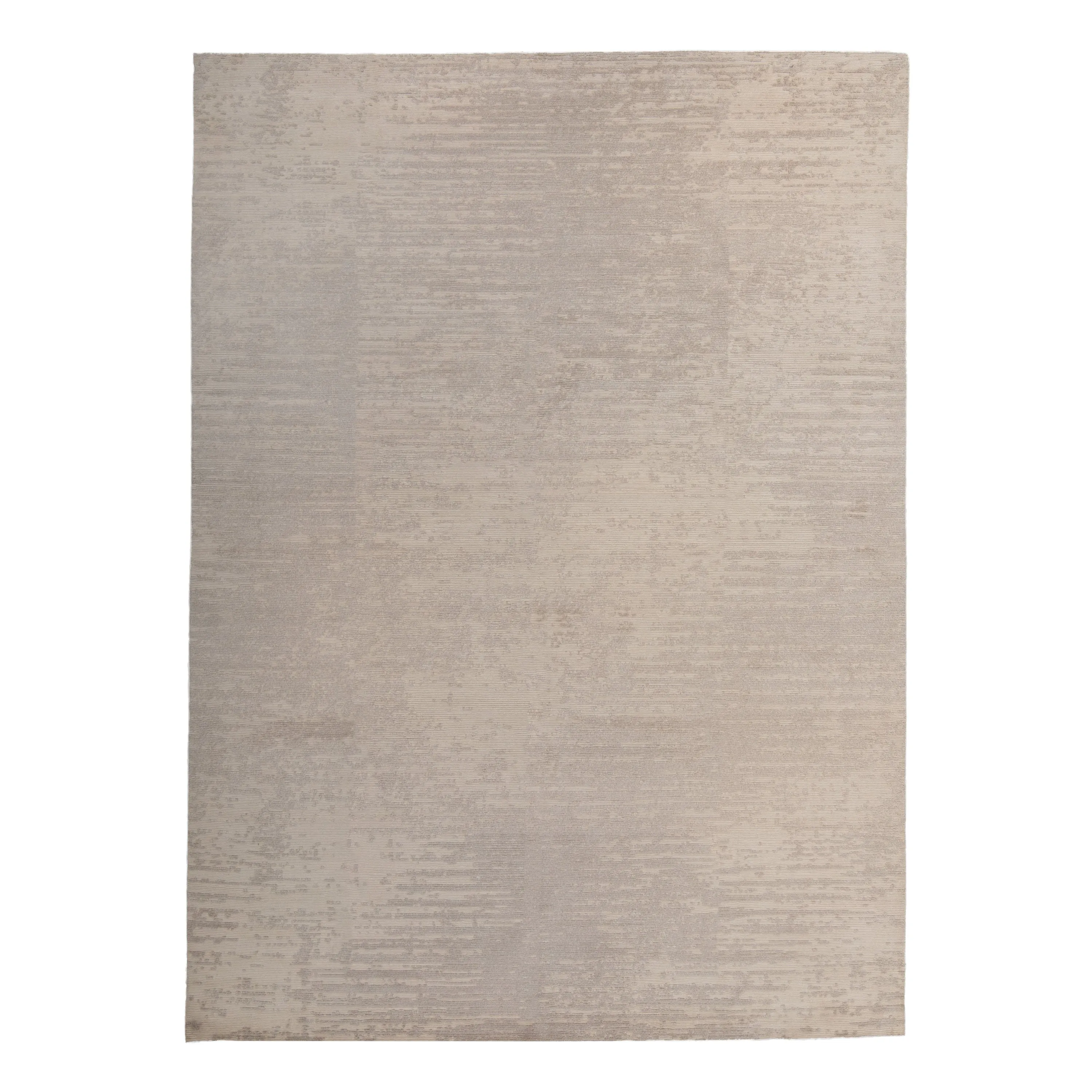 Grey & White Contemporary Tibetan Silk Wool Blend Rug