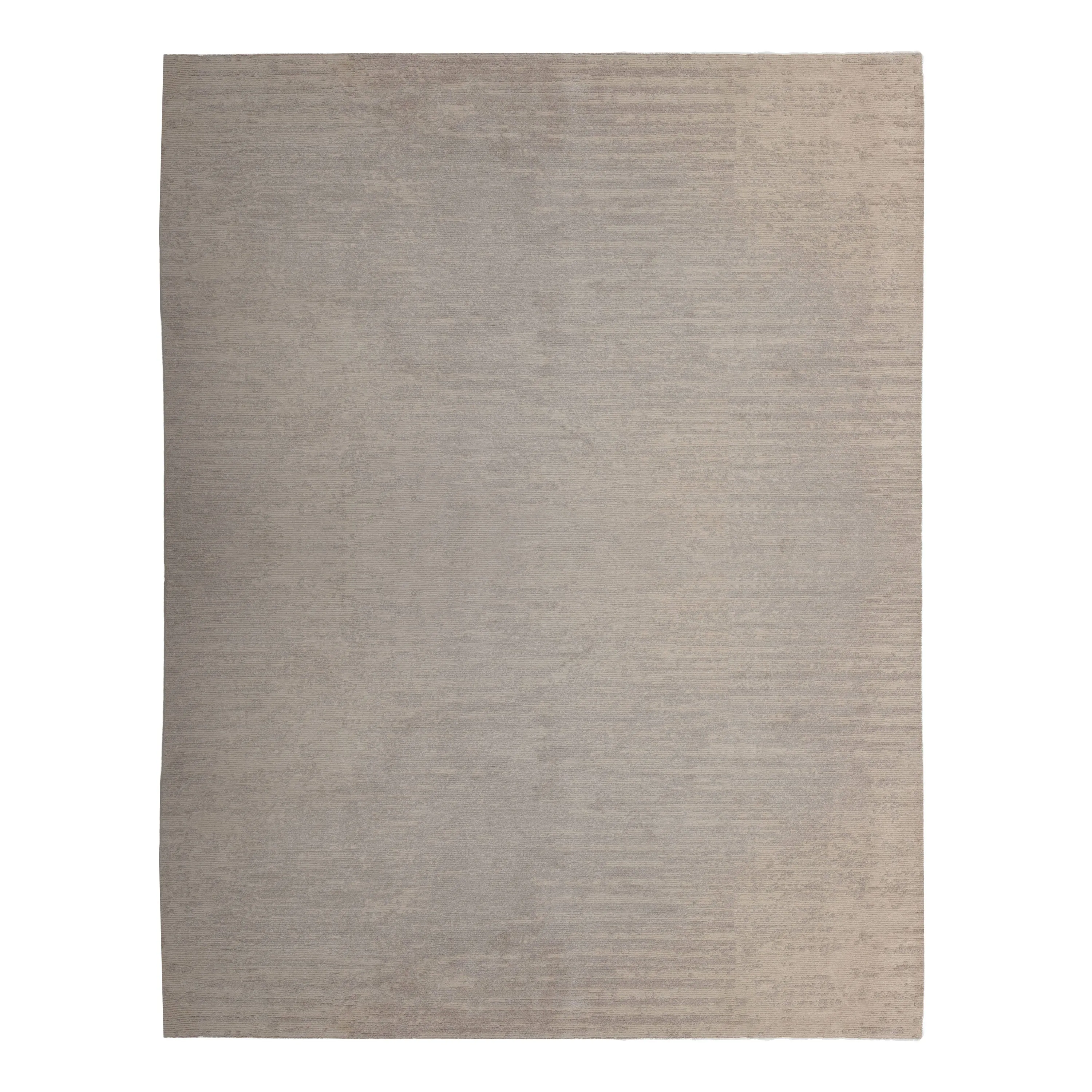 Grey & White Contemporary Tibetan Silk Wool Blend Rug
