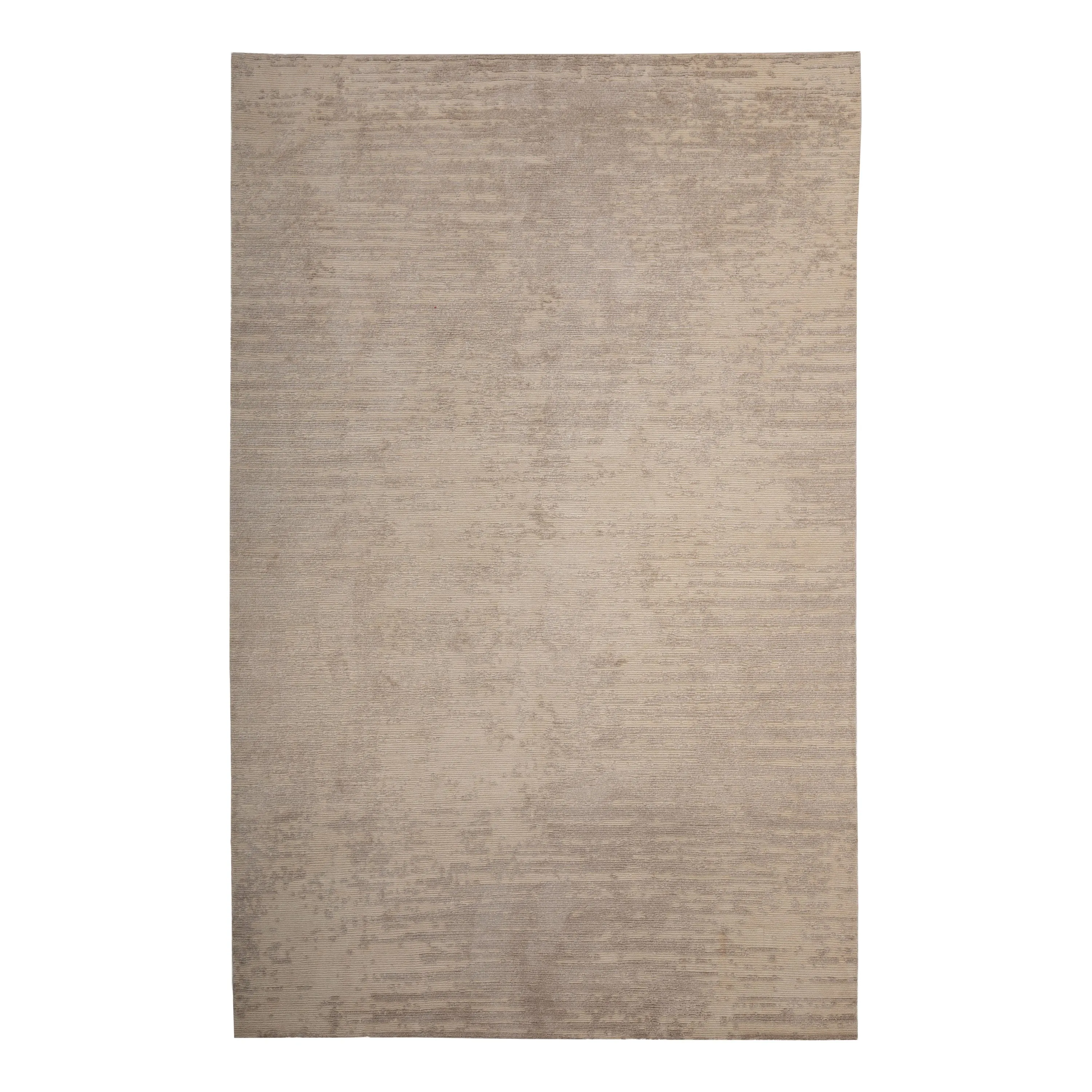 Grey & White Contemporary Tibetan Silk Wool Blend Rug