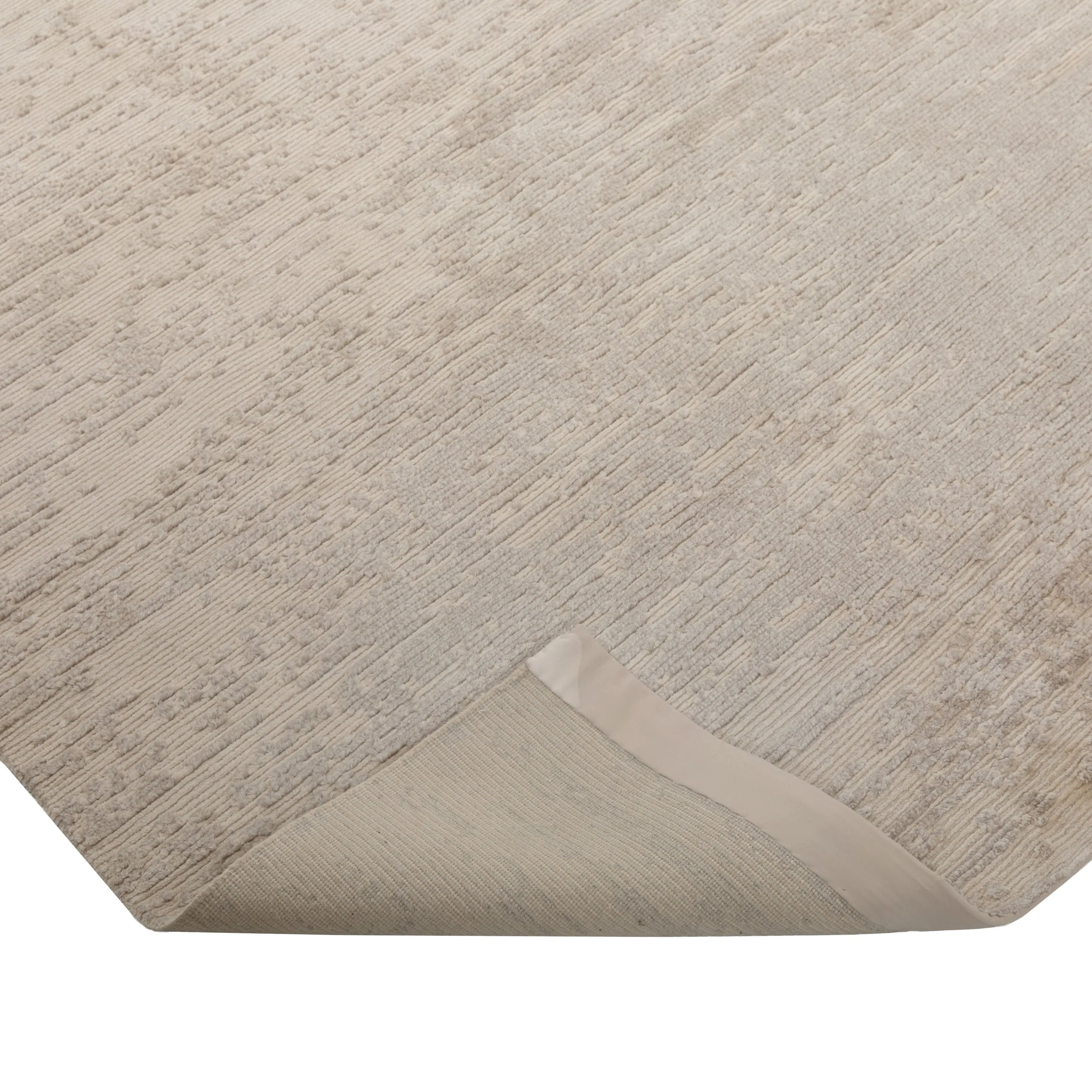 Grey & White Contemporary Tibetan Silk Wool Blend Rug