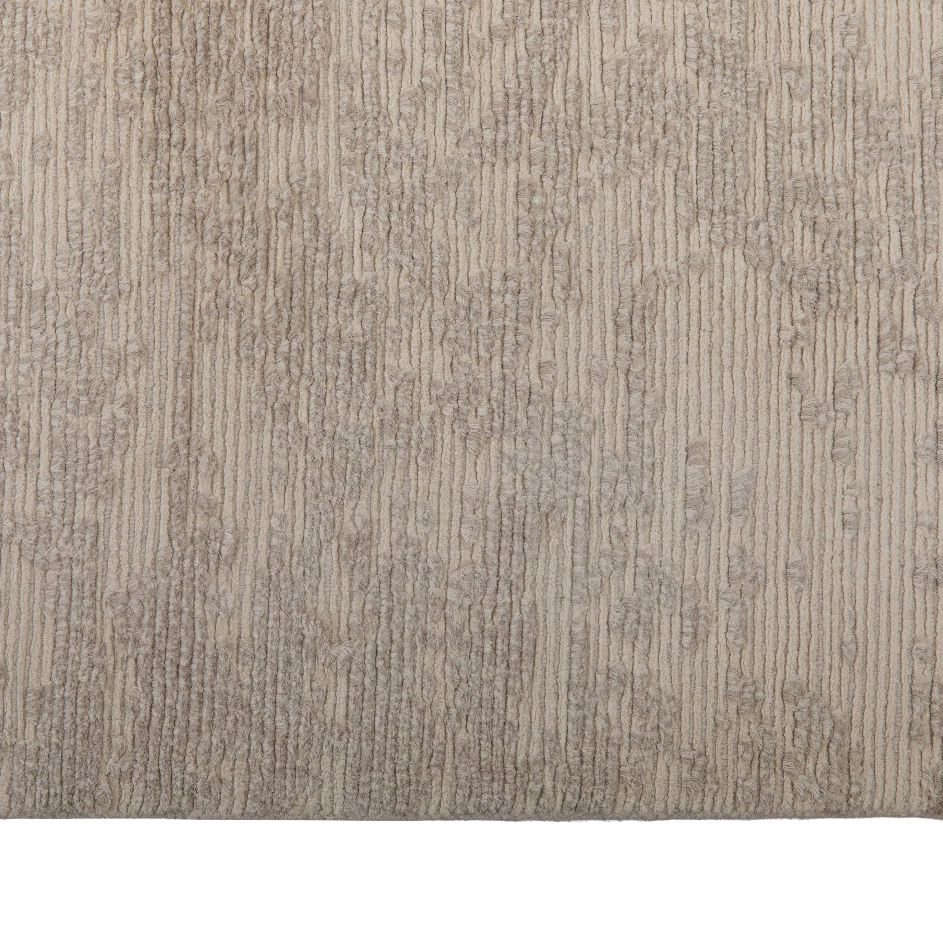Grey & White Contemporary Tibetan Silk Wool Blend Rug