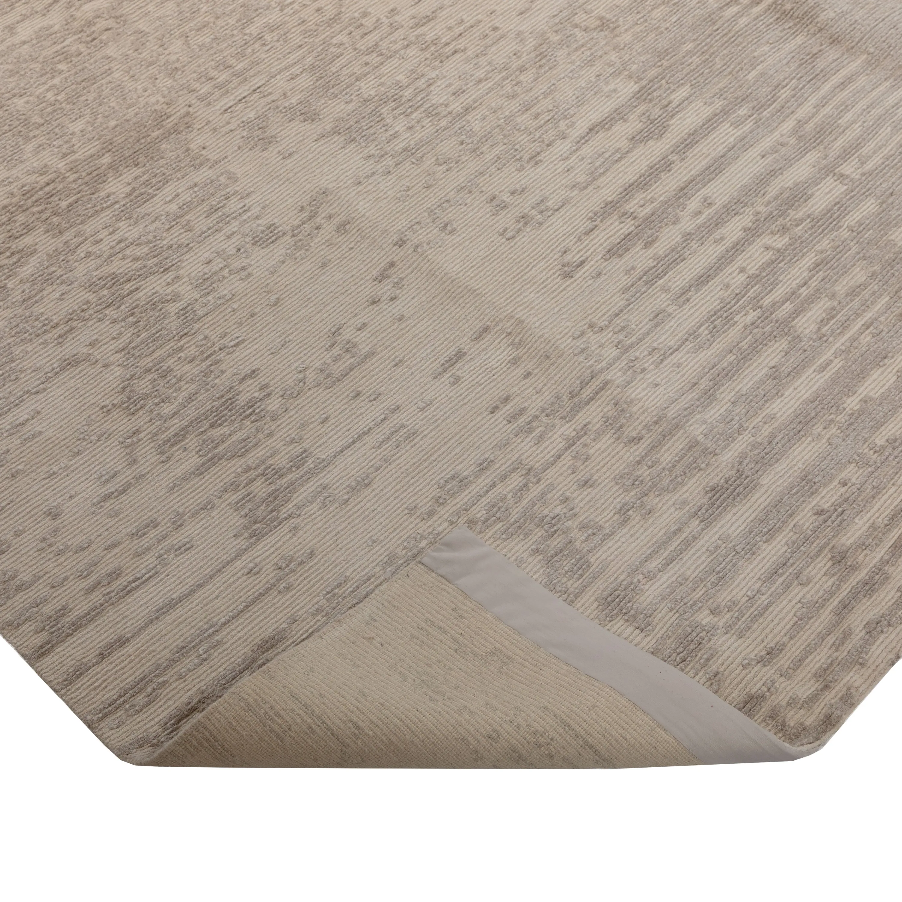 Grey & White Contemporary Tibetan Silk Wool Blend Rug