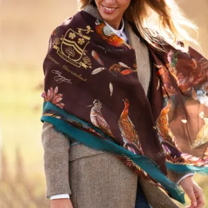 Grouse Misconduct Chocolate Brown & Teal Green Wool Silk Shawl