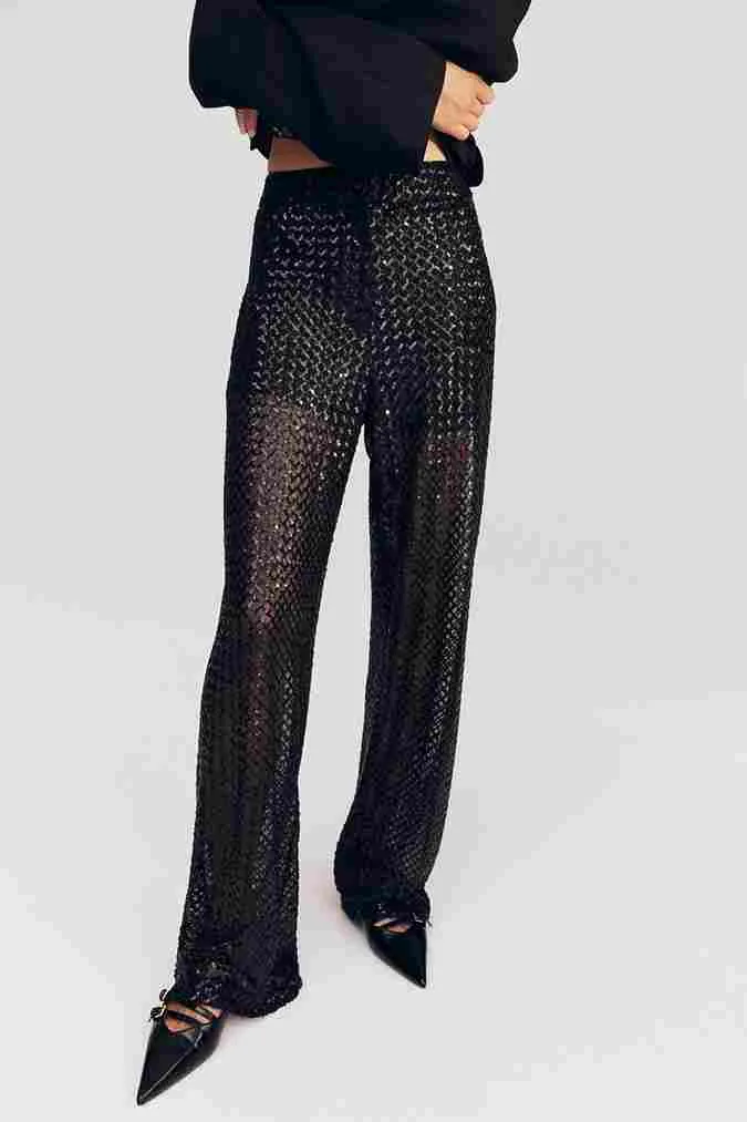H&M Sequined trousers, black