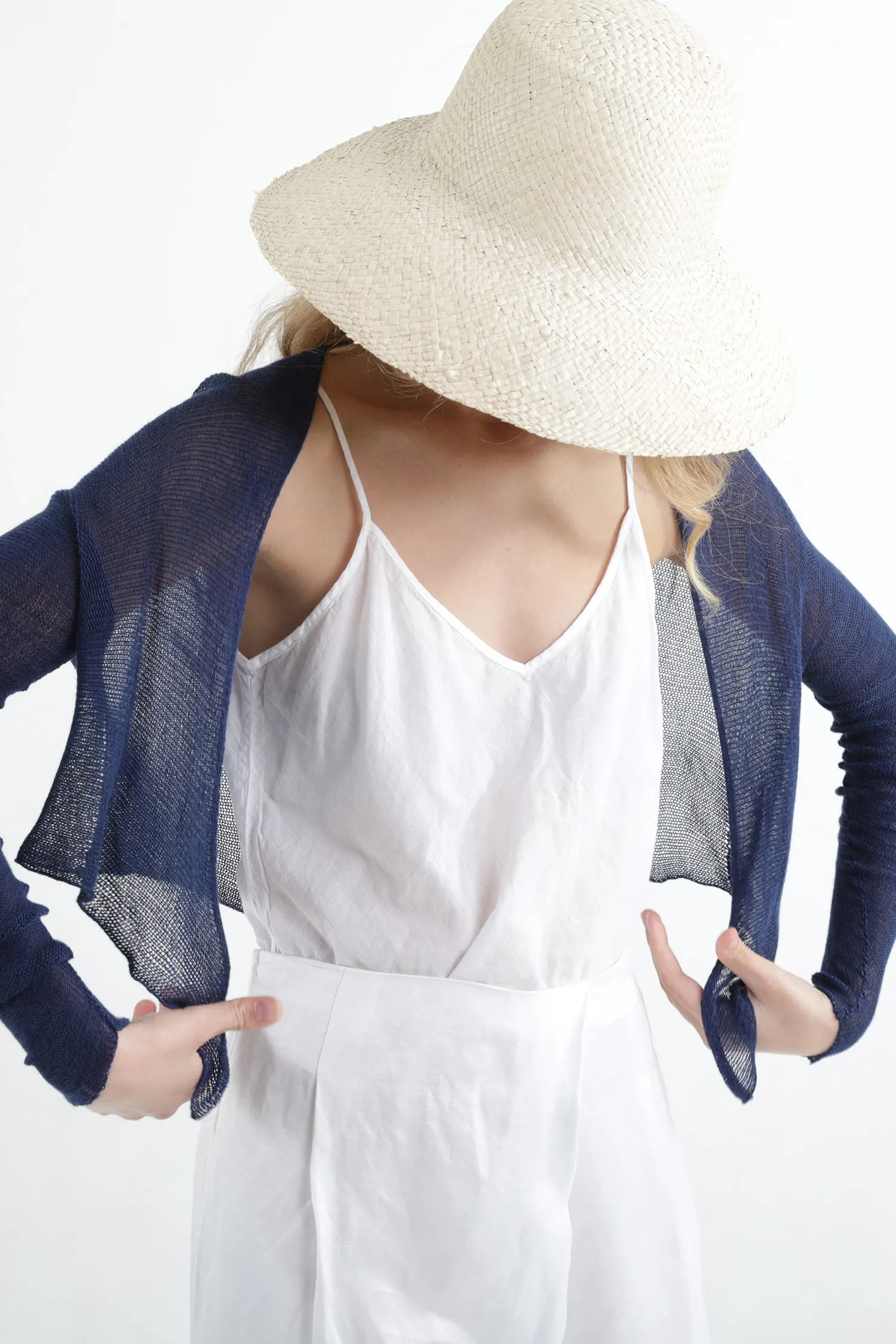 Indigo Navy Blue Short Light Bamboo Cardigan