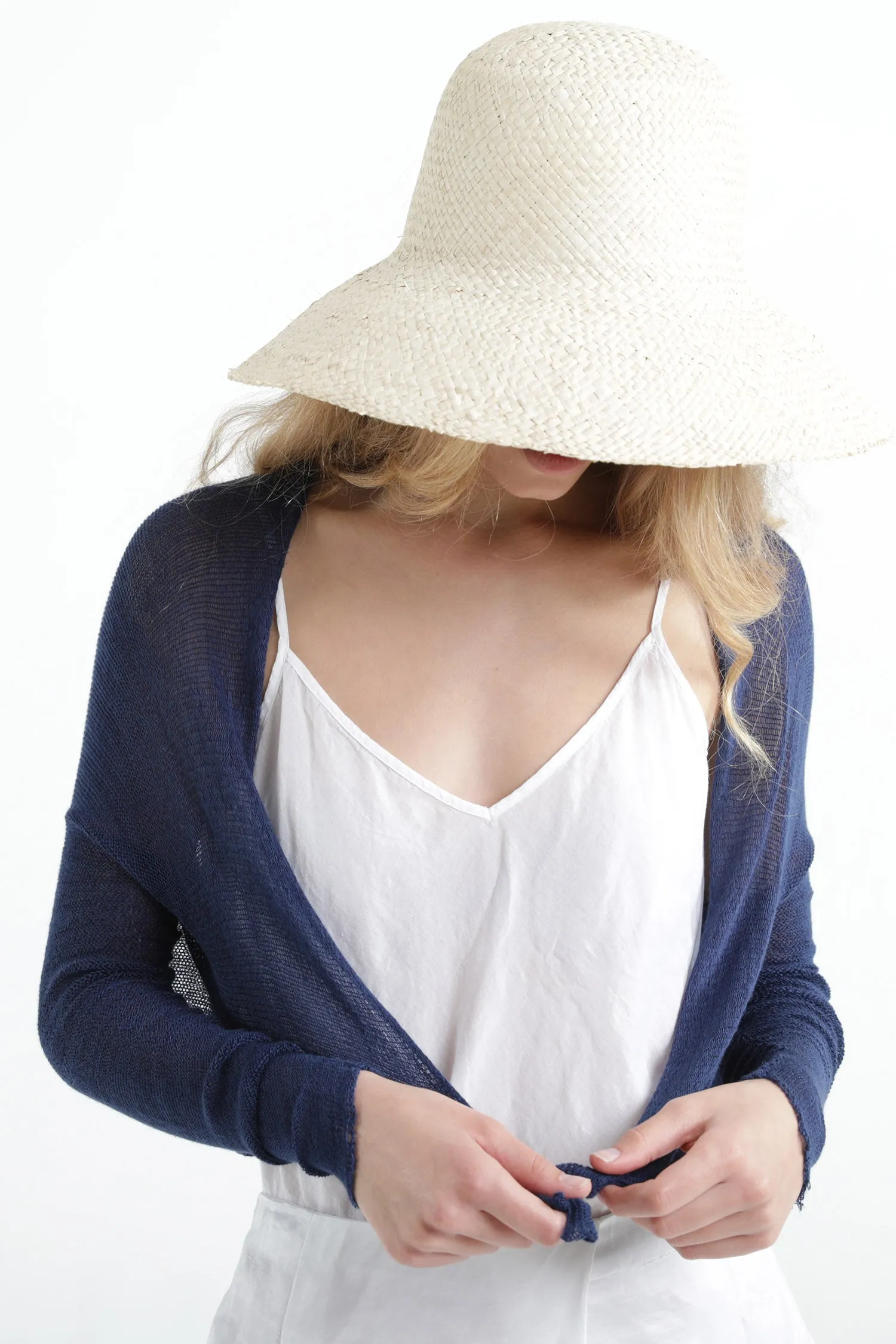 Indigo Navy Blue Short Light Bamboo Cardigan
