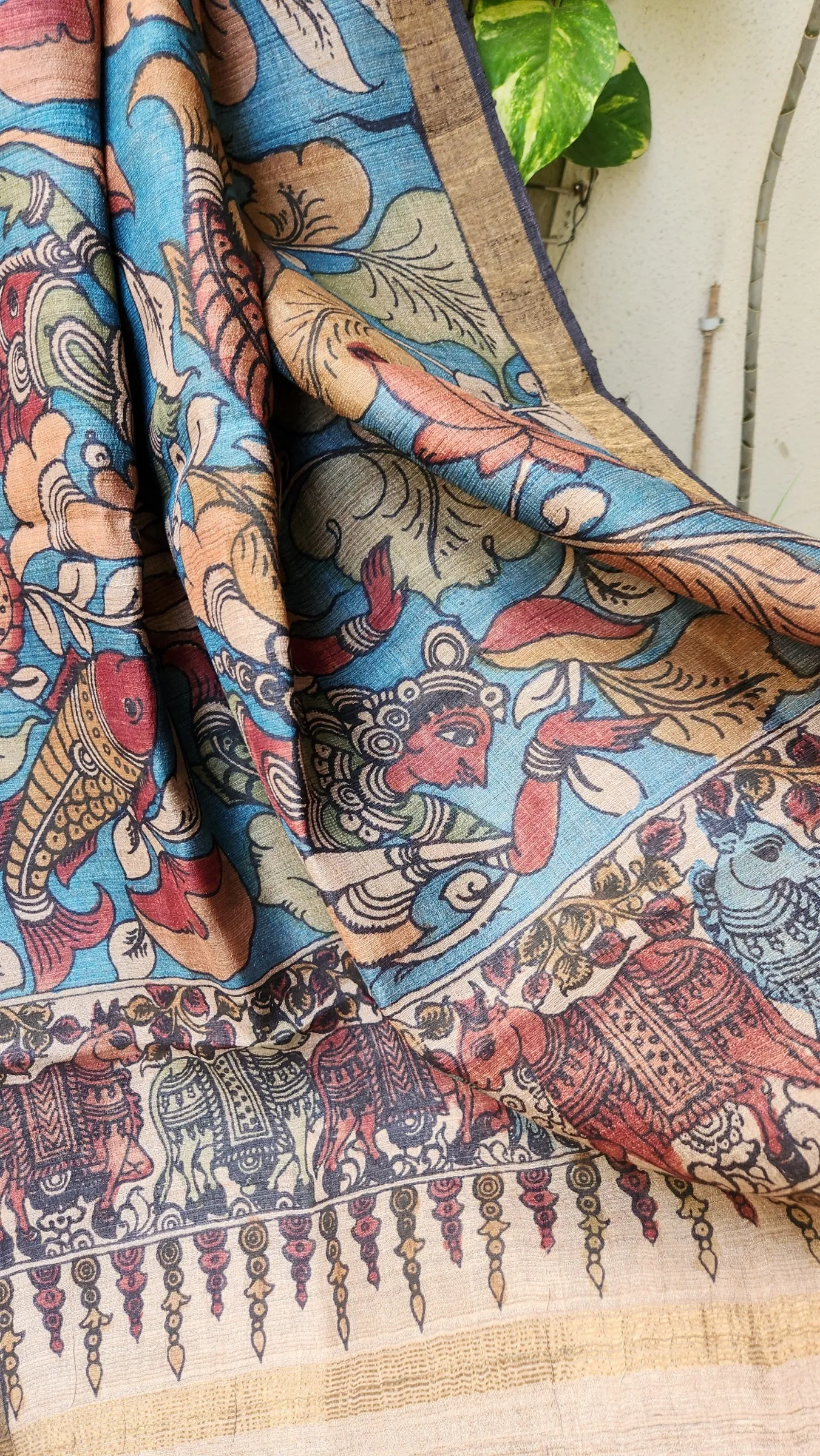 KALAMKARI SILK DUPATTA - Jal Pari