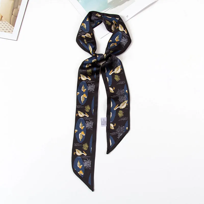 Ladies long small silk scarf, narrow and narrow, multi-functional, all-match simulation silk streamer, fashion scarf, tied bag, hair band
