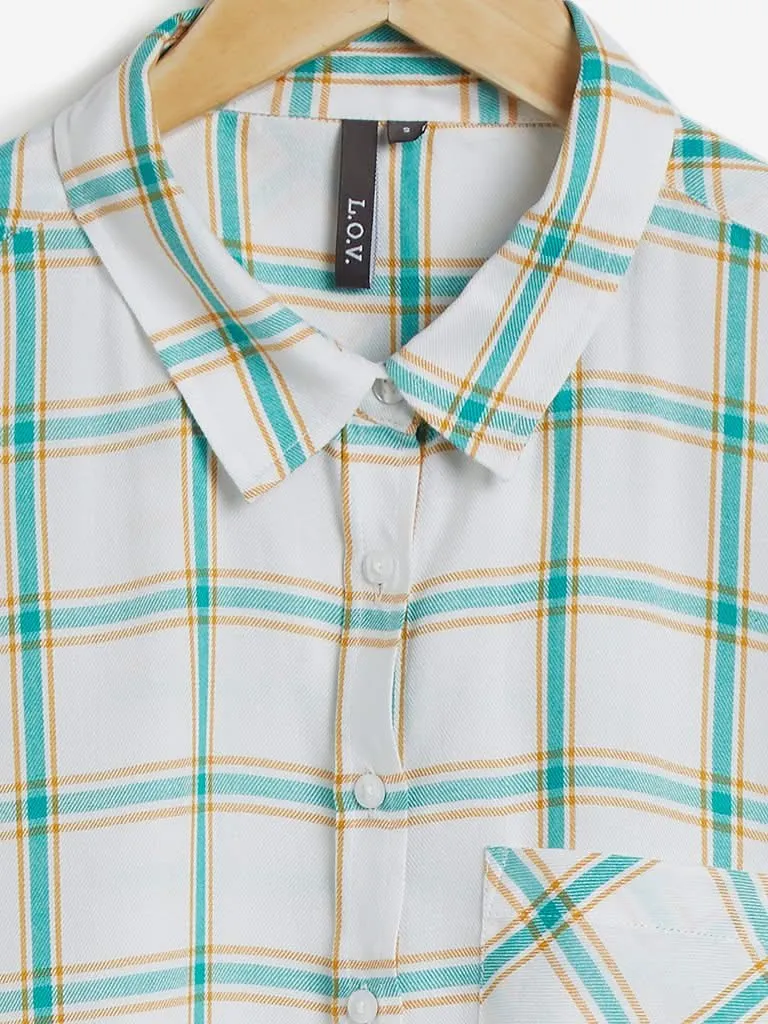 LOV White Topaz Checked Top