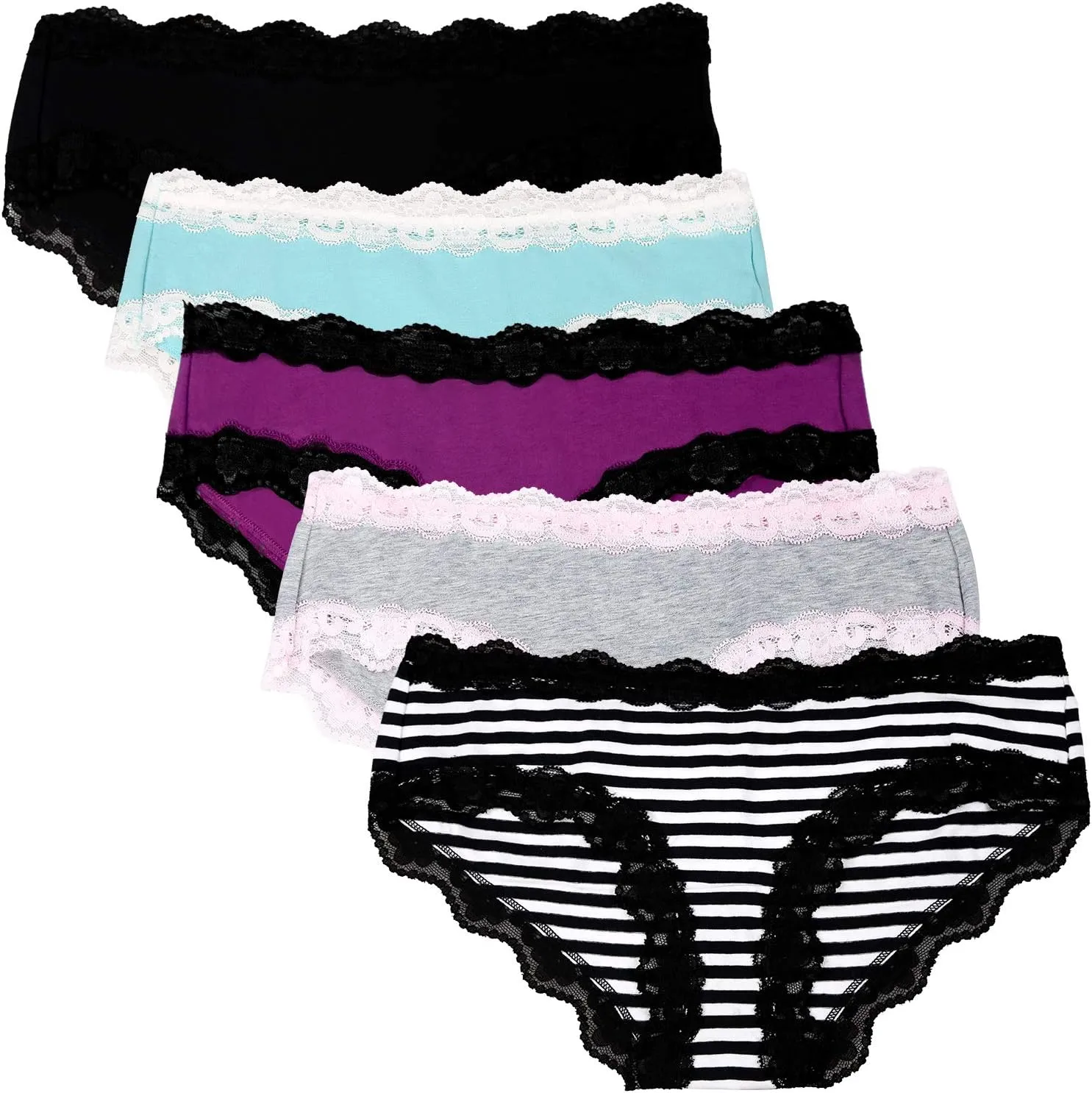 LYYTHAVON Womens Underwear Soft Breathable Cotton Brief Ladies Panties 5-Pack