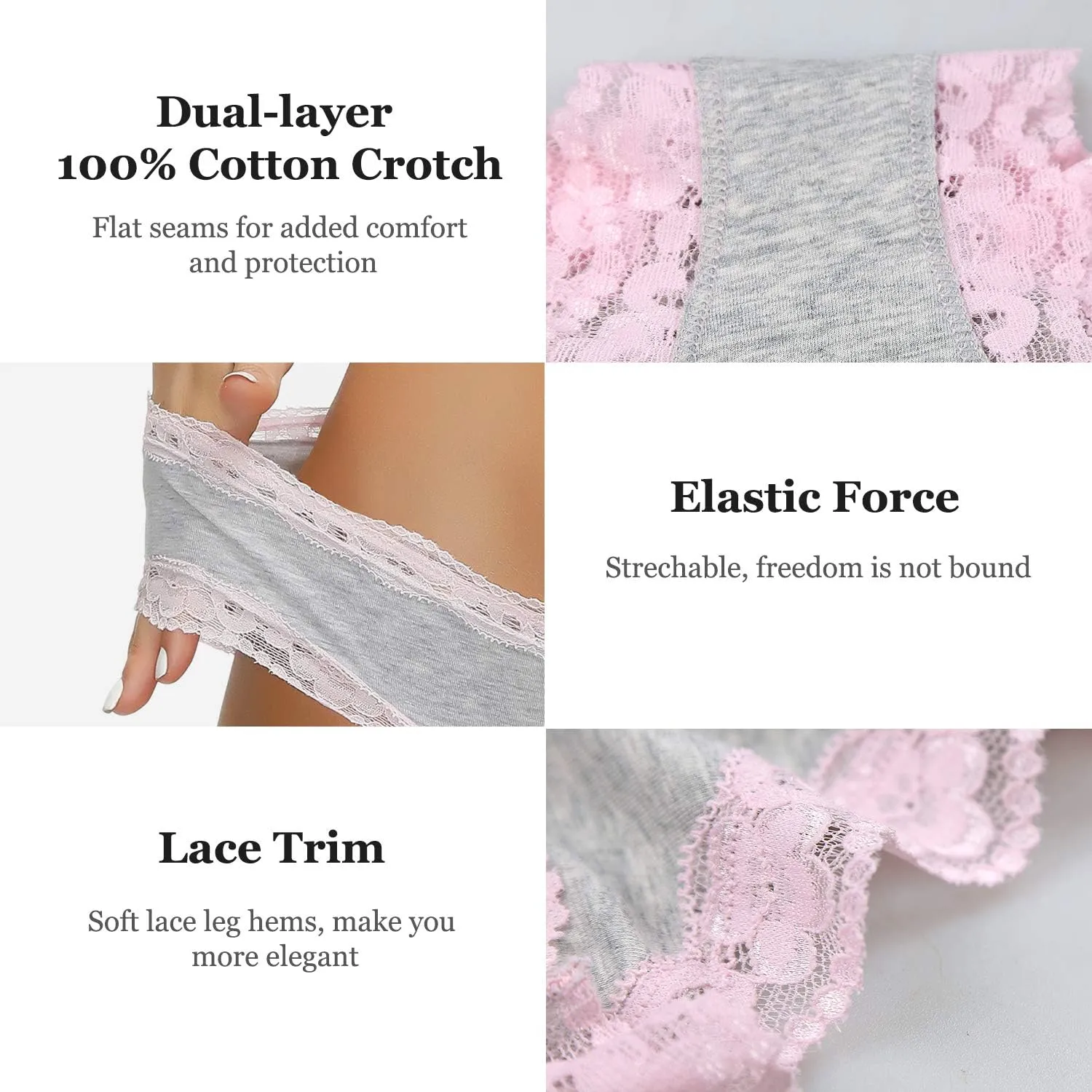 LYYTHAVON Womens Underwear Soft Breathable Cotton Brief Ladies Panties 5-Pack