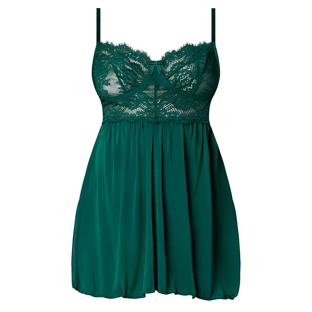 Magic Silk Evermore Babydoll & Cheeky Panty Set Emerald Queen Size