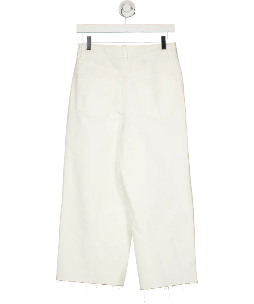 M&S White Short Leg Cropped Wide Leg Jeans UK 8