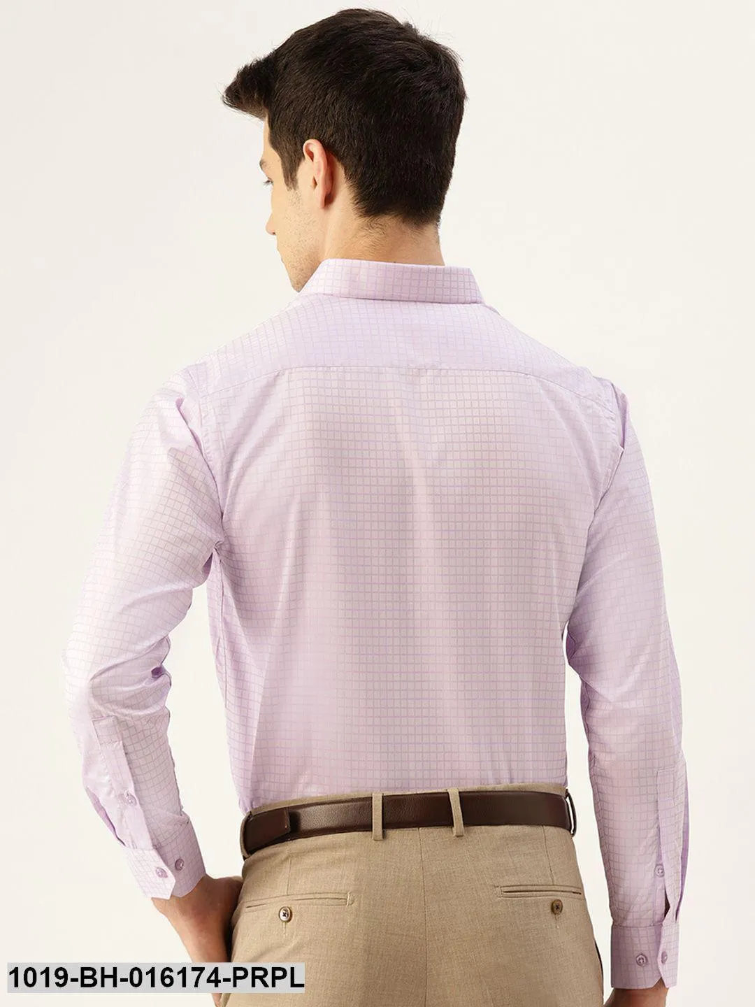 Men's Cotton Purple Checked Formal Shirt - Sojanya
