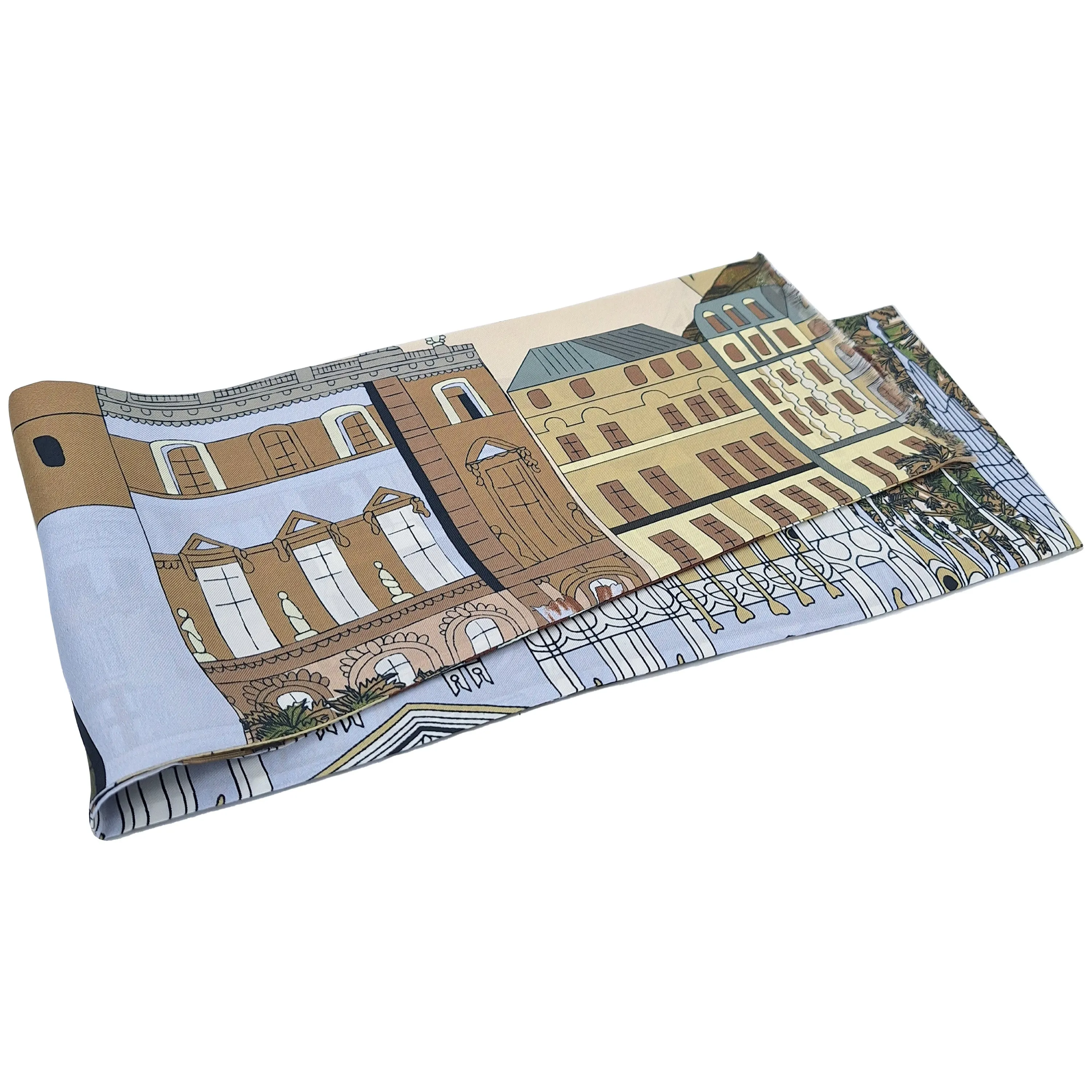 Milan brown and blue silk tie scarf