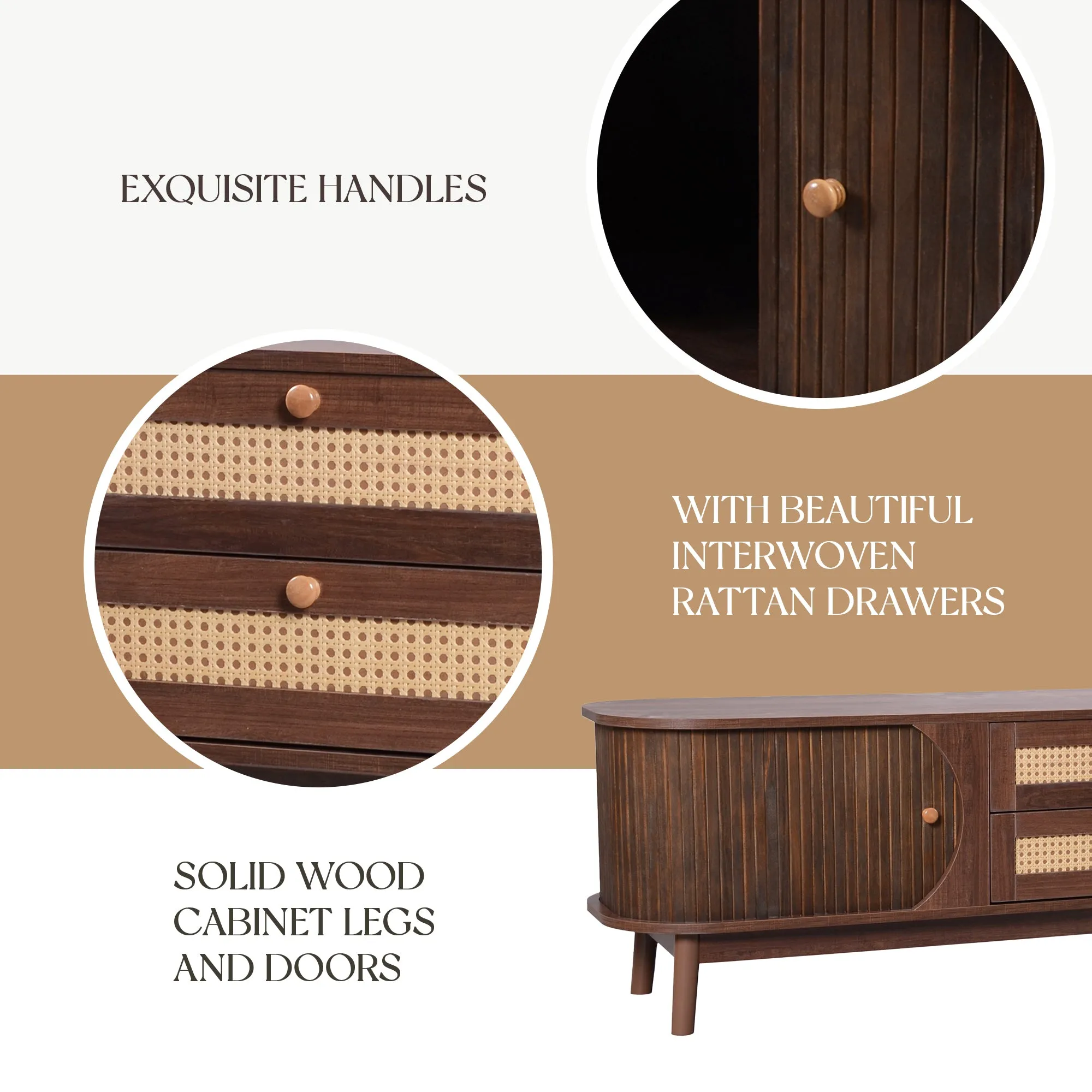 Modern Farmhouse Rattan TV Stand
