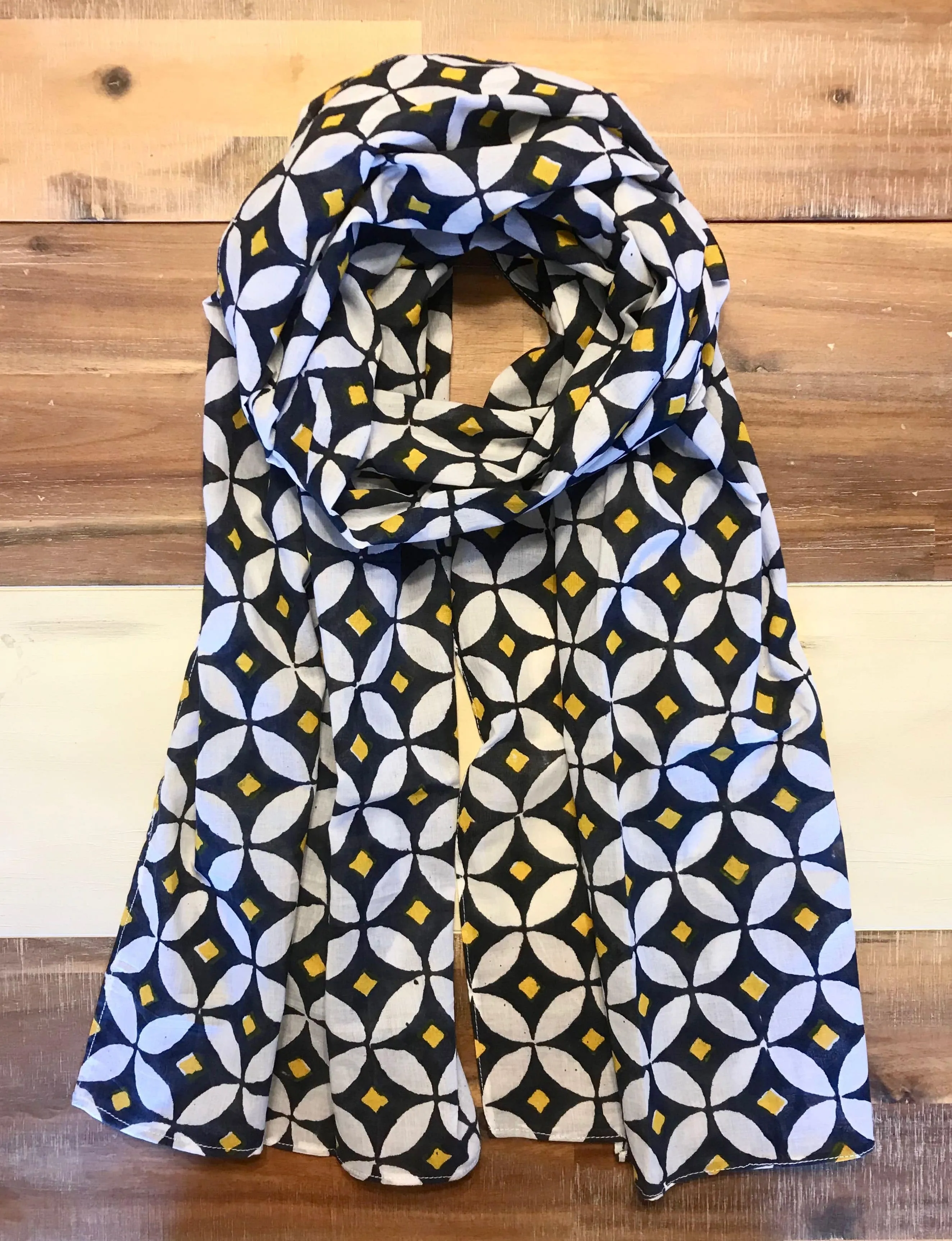 Navy & Yellow Diamond Scarf