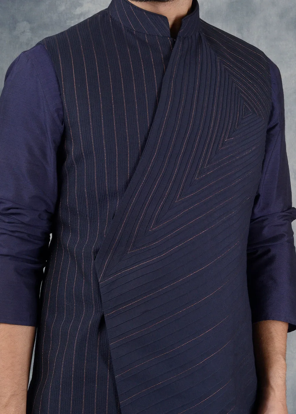 Navy Blue Bandhgala Jacket | Siddhesh Chauhan