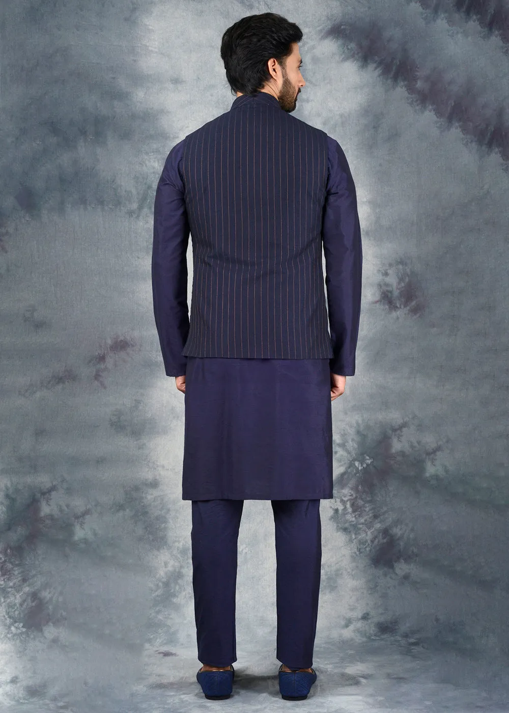 Navy Blue Bandhgala Jacket | Siddhesh Chauhan