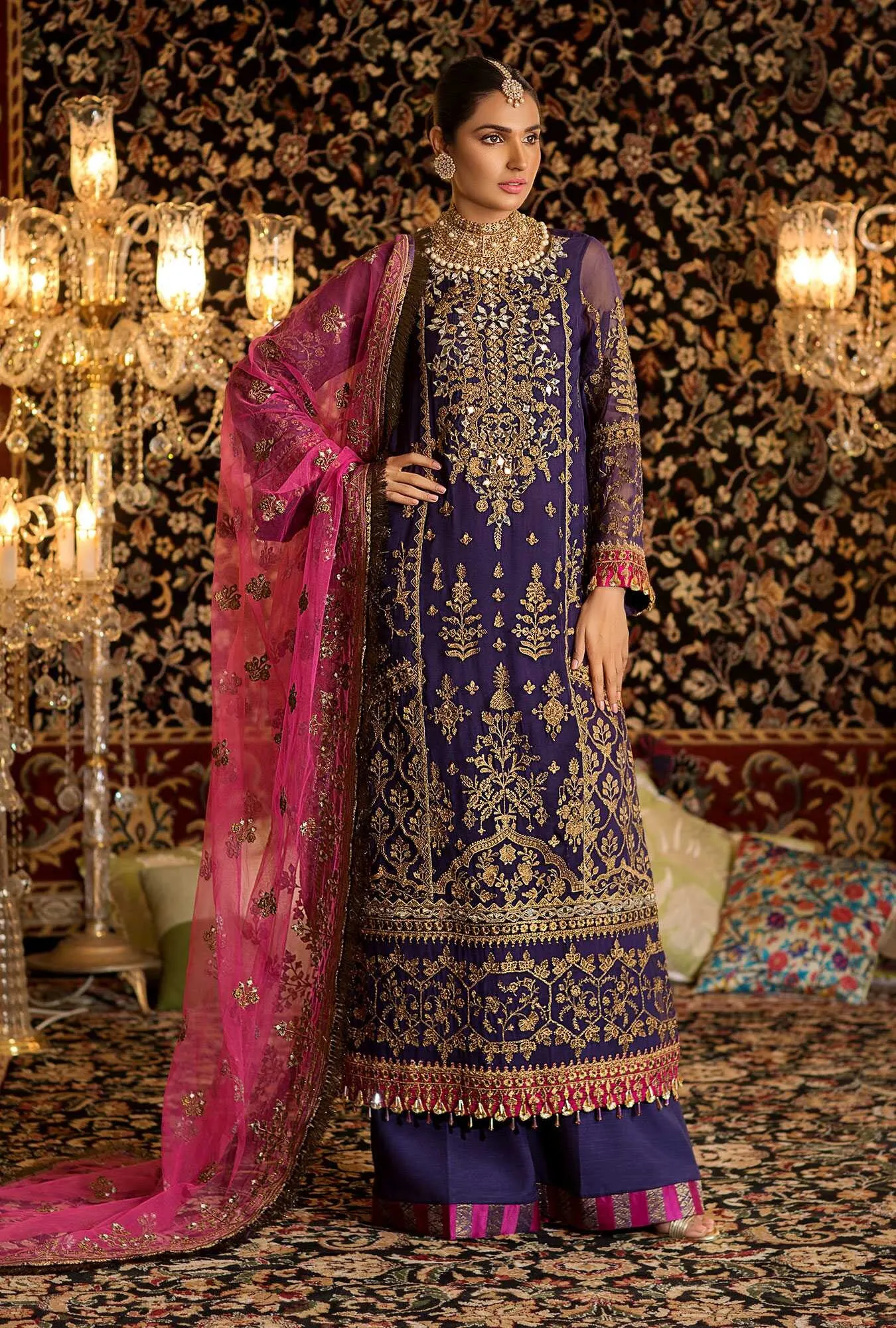 Noor by Saadia Asad Festive Embroidered Wedding Collection 2019 – D5-ROYAL-PURPLE