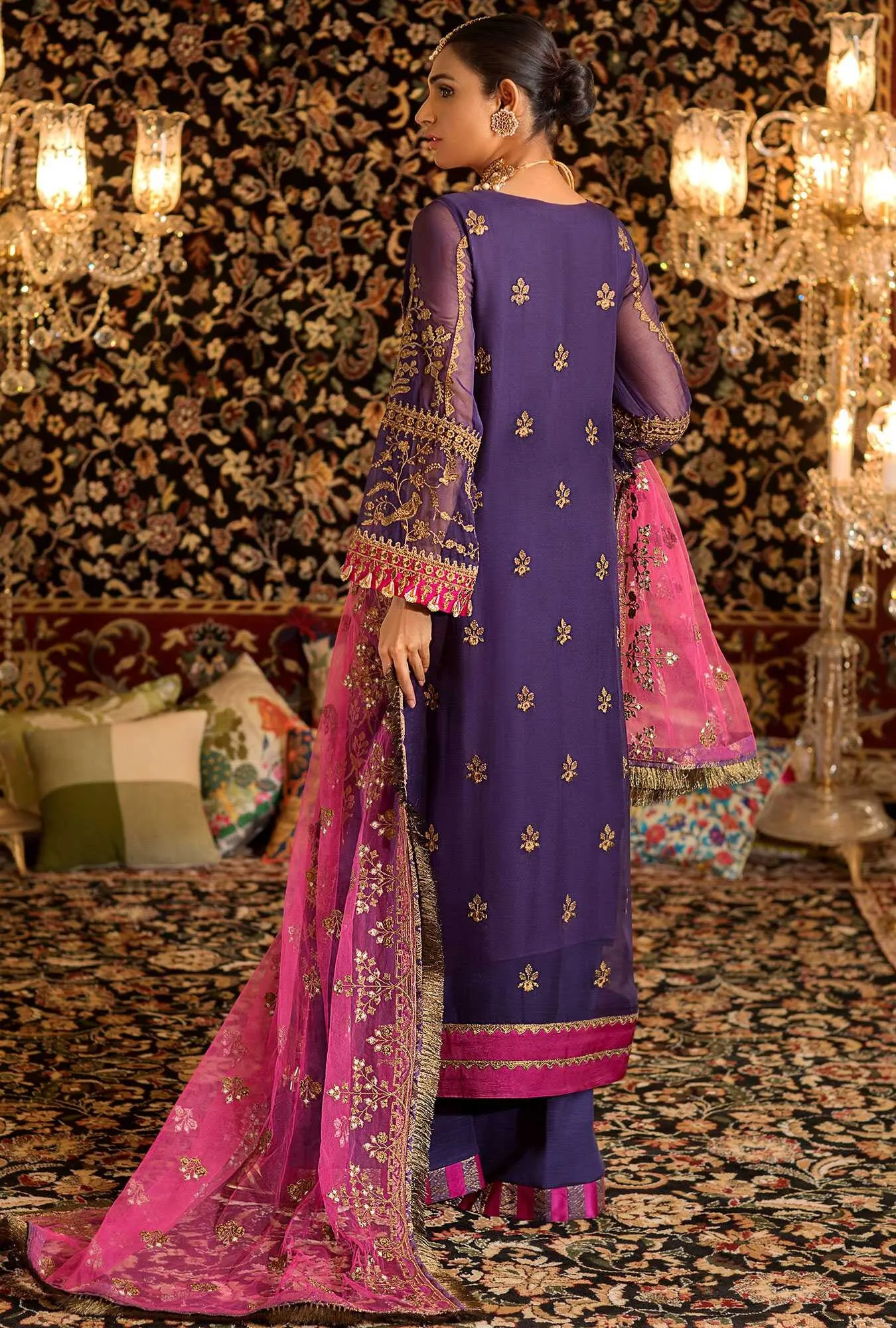 Noor by Saadia Asad Festive Embroidered Wedding Collection 2019 – D5-ROYAL-PURPLE