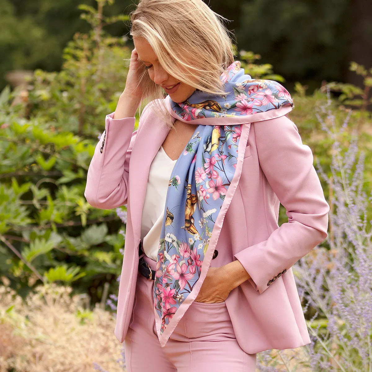 Oopsie Daisy Periwinkle Large Square Silk Scarf