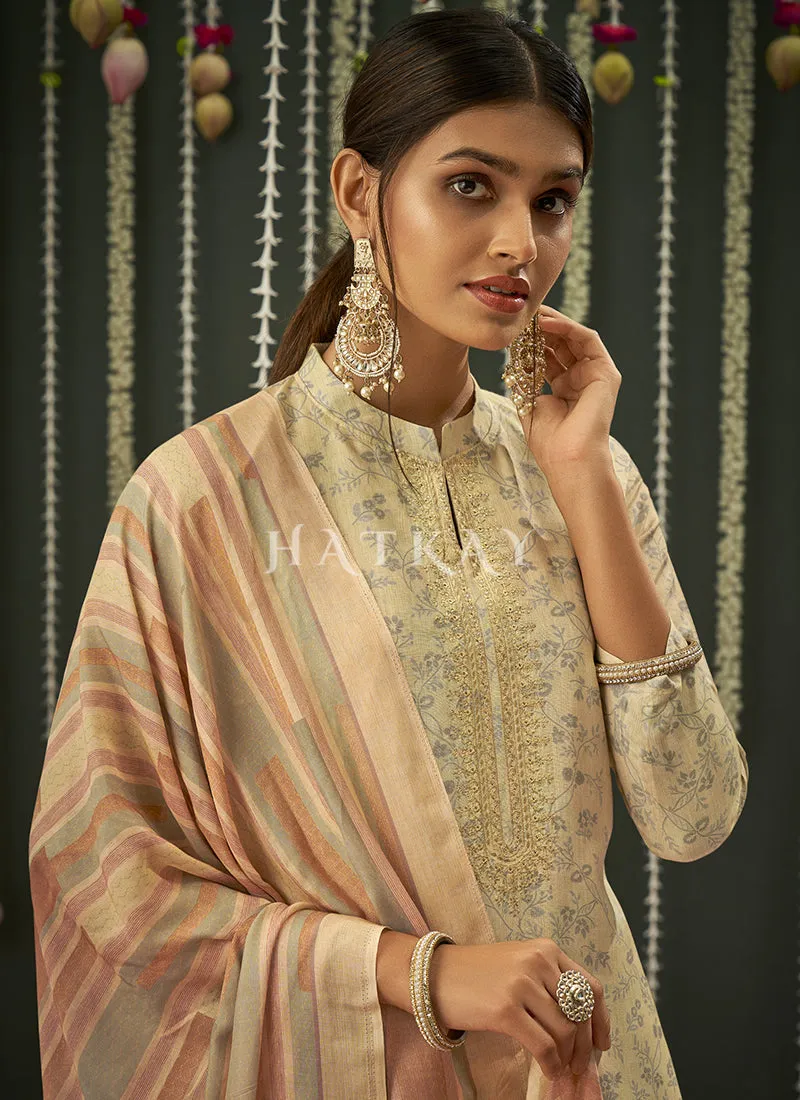 Pale Yellow Embroidered Pakistani Salwar Kameez