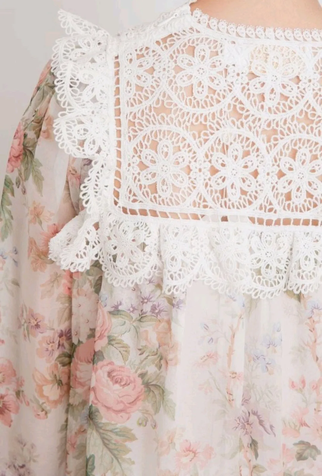 PETITE AMALIE "FLORAISON" SILK CHIFFON ROSE PRINT DRESS