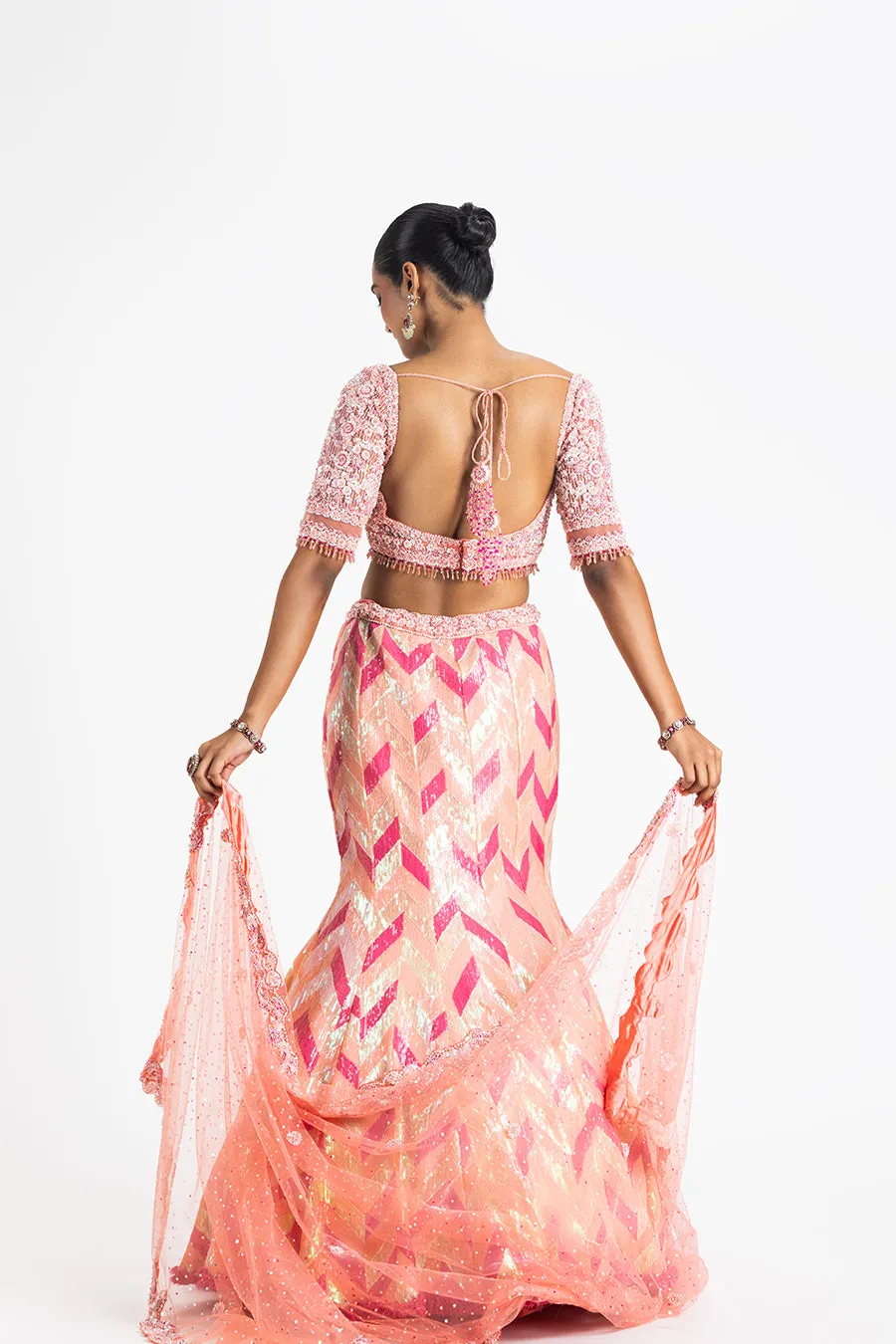 PINK SEQUIN LEHENGA SET