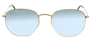 Ray-Ban Hexagonal RB 3548N 001/30 Geometric Metal Gold Sunglasses with Grey Flash Lens