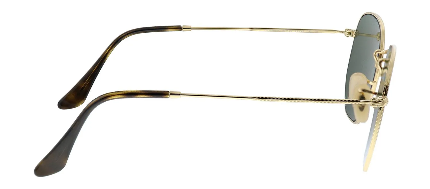 Ray-Ban Hexagonal RB 3548N 001/30 Geometric Metal Gold Sunglasses with Grey Flash Lens