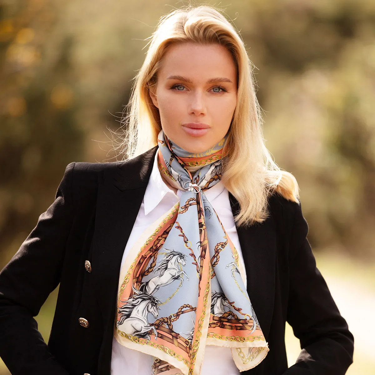 Rearing To Go Powder Blue Classic Silk Scarf