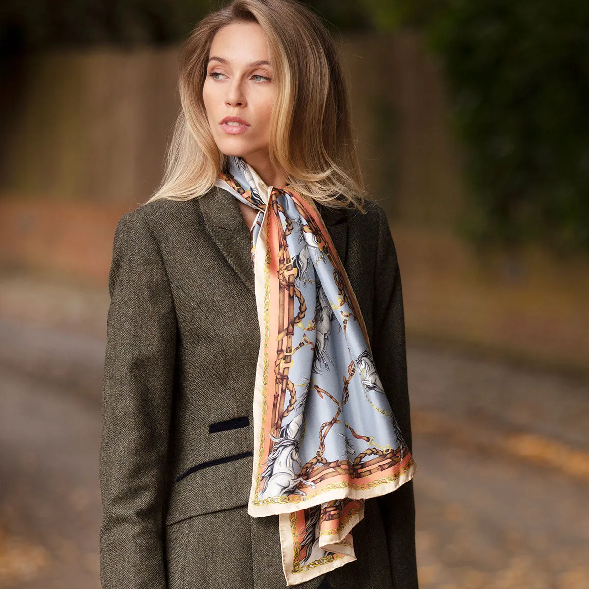 Rearing To Go Powder Blue Classic Silk Scarf