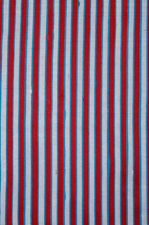 Red Silver 23 Striped Silk Shantung