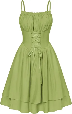 Scarlet Darkness Renaissance Dress Women Chiffon Spaghetti Strap Corset Dress