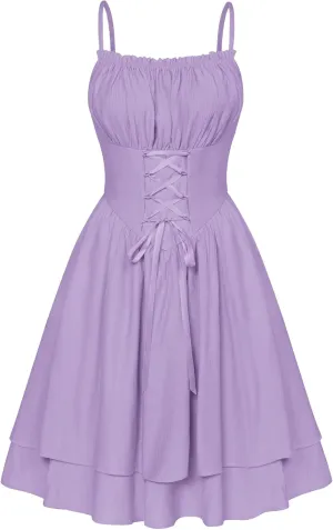 Scarlet Darkness Renaissance Dress Women Chiffon Spaghetti Strap Corset Dress