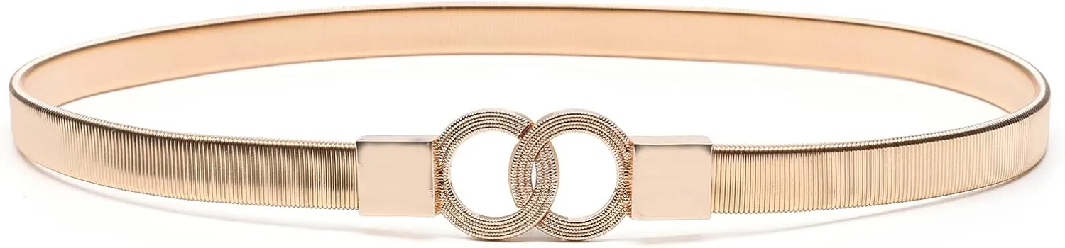 Skinny Waist Belt of Women Elastic Metal Stretch Chain Belt Gold and Silver