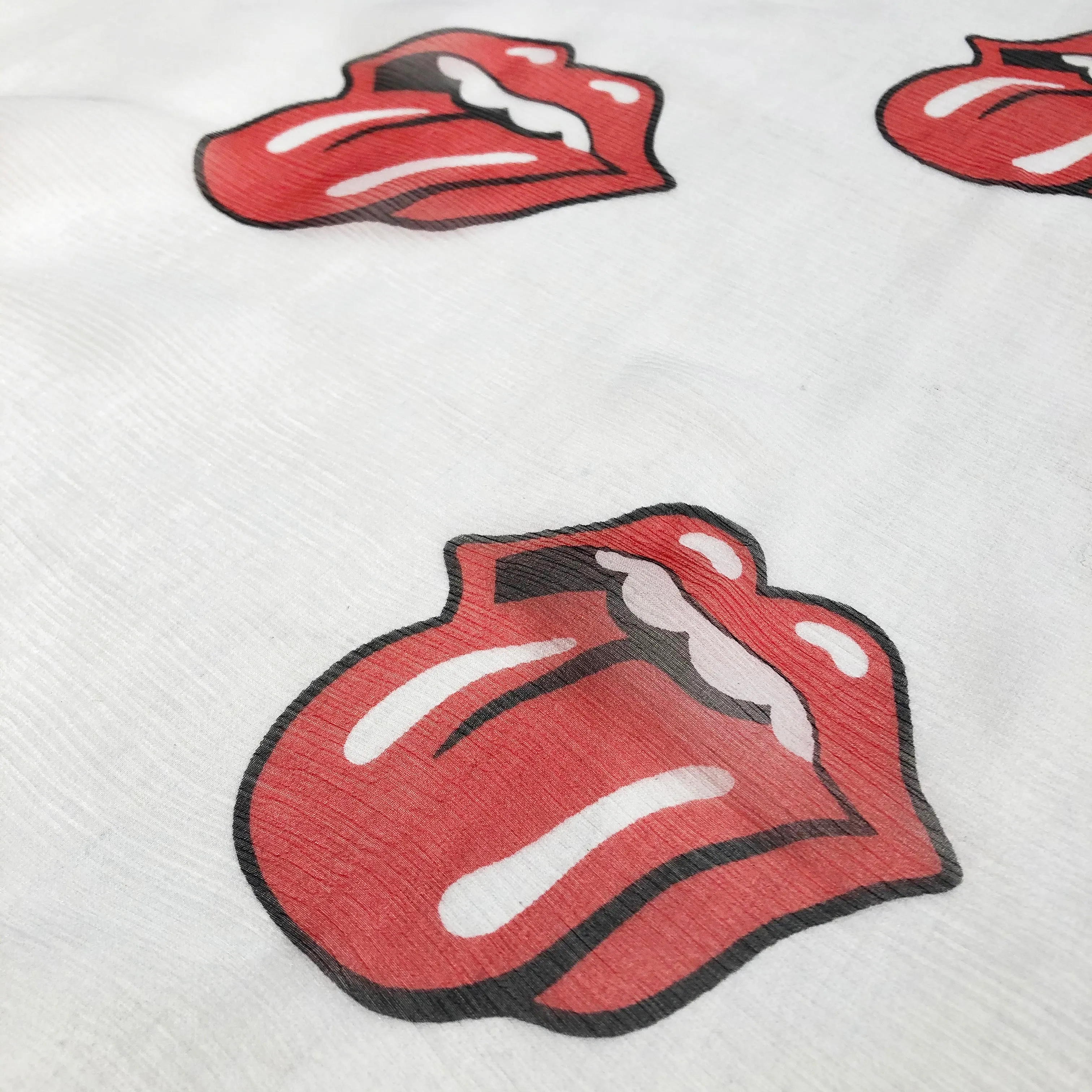 Soloist x Stones White and Red Lips Silk Chiffon Scarf