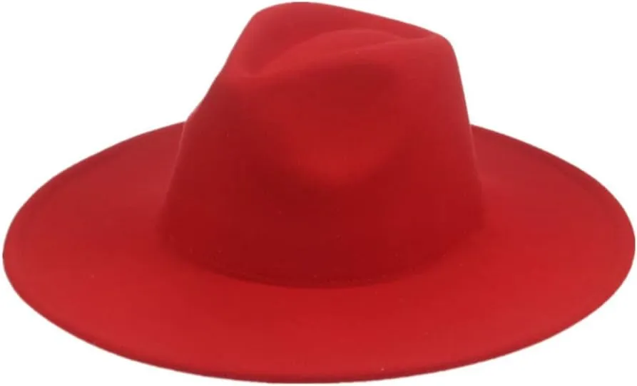 Vsadsau Women Men Fedora Hats Big Brim Hats Winter Autumn Felted Formal Dress Church Panama Hats