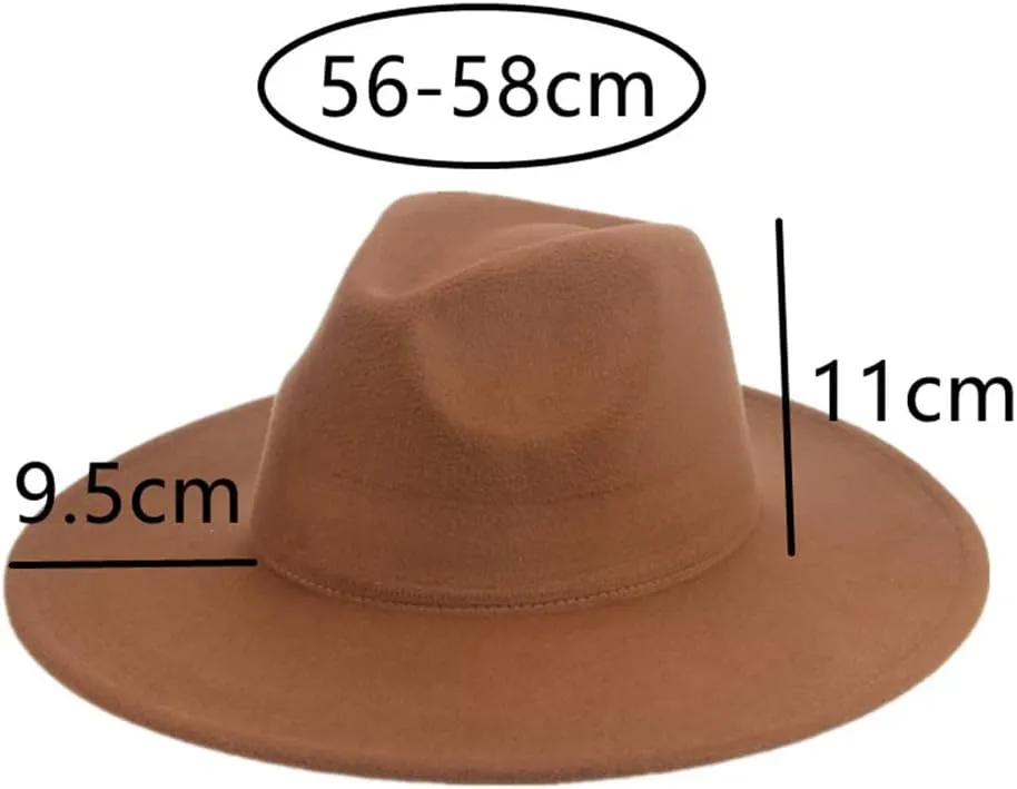 Vsadsau Women Men Fedora Hats Big Brim Hats Winter Autumn Felted Formal Dress Church Panama Hats