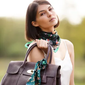 Walk On The Wild Side Forest Green Medium Square Silk Scarf