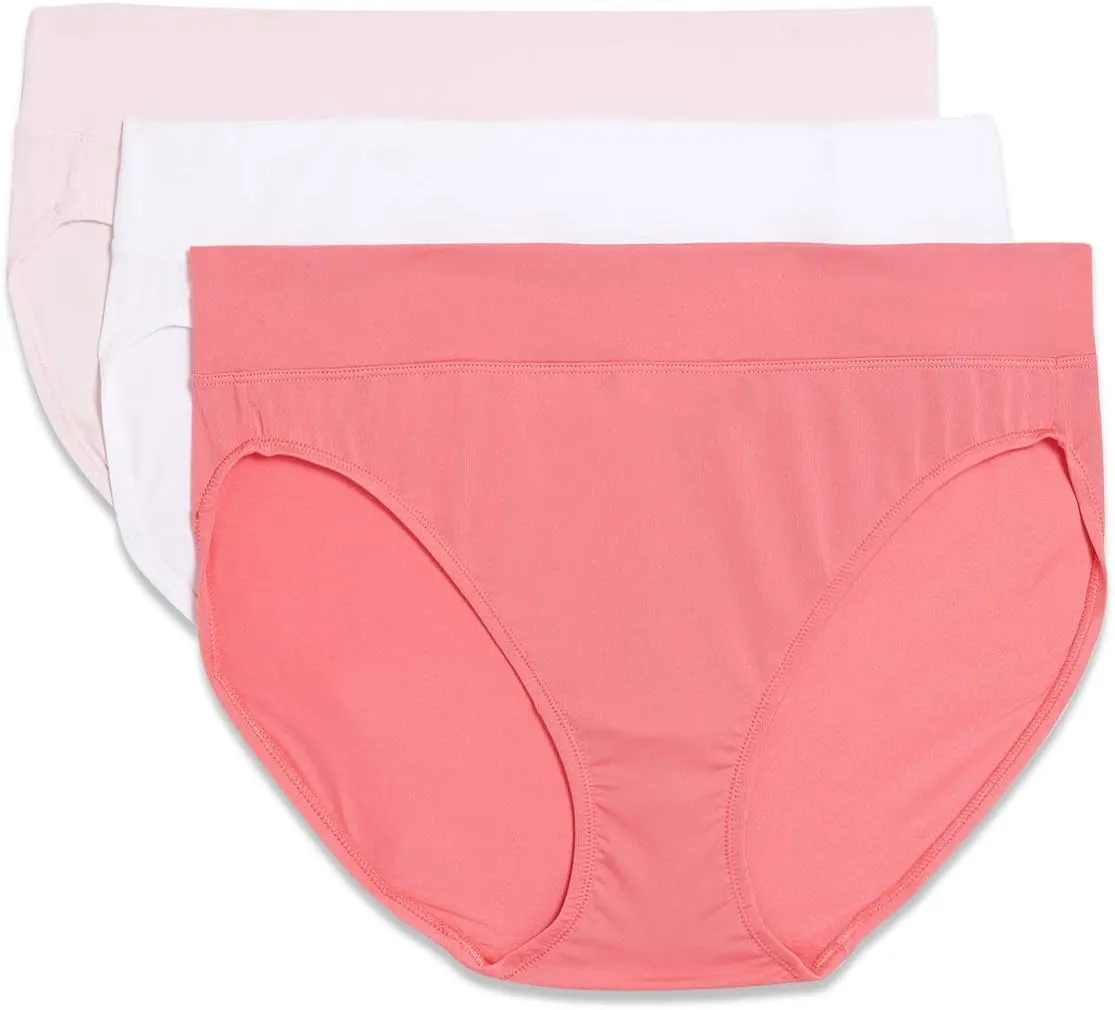 Warner's Women's Blissful Benefits Dig-Free Comfort Waistband Microfiber Hi-Cut 3-Pack 5138w