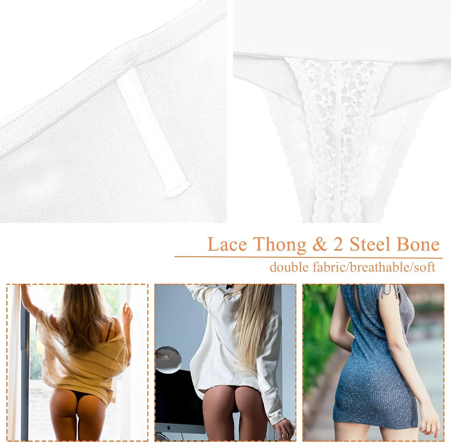 Werena Tummy Control Thong Shapewear for Women Mid High Waisted Body Shaper Underwear Lace Shaping Thong Girdle Panties