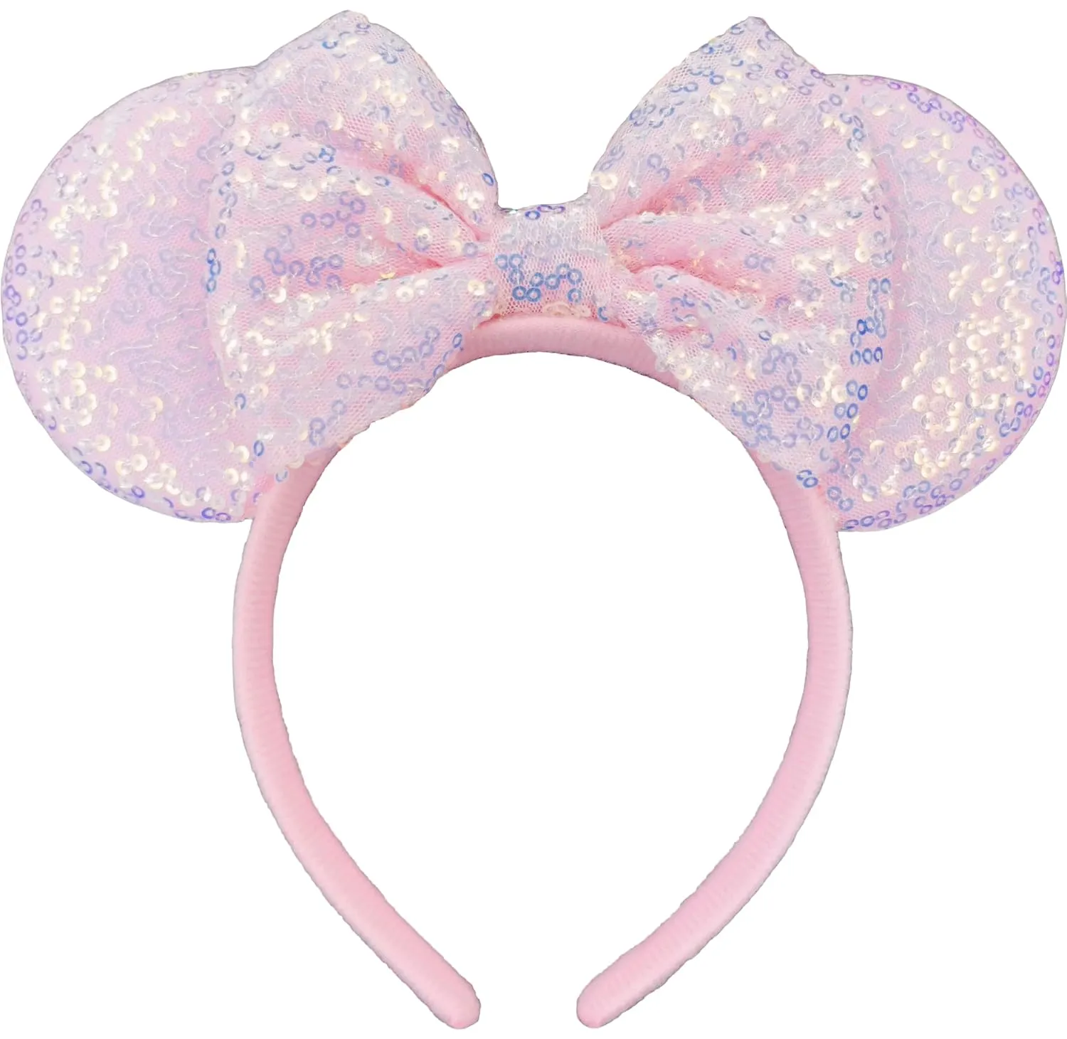 XINXIYAN Mouse Ears Headbands for Women Glitter Sequin Mouse Ears Bow Headband Birthday Party Princess Decoration (Pink, one size)