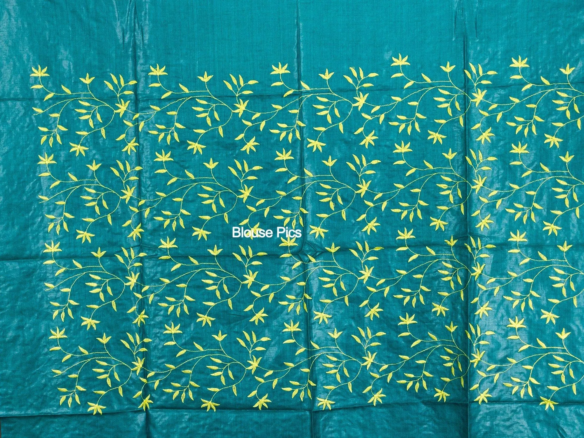 Yelow Allover Embroidered Tussar Silk Saree